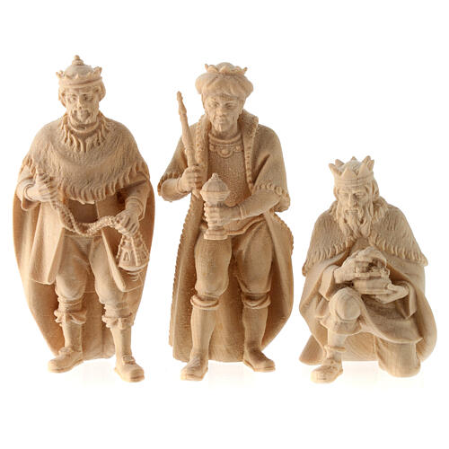 Heilige Könige, 3 Teile, für 10 cm Grödner Krippe, Linie Montano Cirmolo, aus Naturholz 1