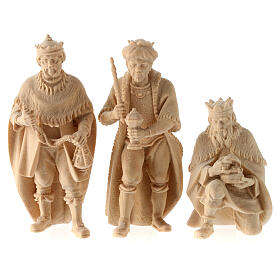 Reyes Magos 3 piezas belén estatuas madera natural Montano Cembro 10 cm