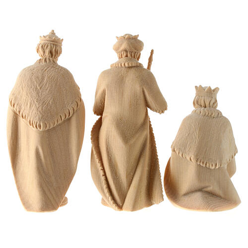 Reyes Magos 3 piezas belén estatuas madera natural Montano Cembro 10 cm 8