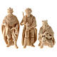 Reyes Magos 3 piezas belén estatuas madera natural Montano Cembro 10 cm s1