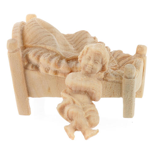 Holy Family with crib, set of 4, Mountain Nativity Scene with 12 cm characters, natural wood 4