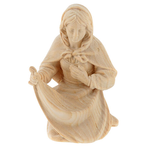 Statue 4 pz Sacra Famiglia culla legno presepe Montano Cirmolo 12 cm 5