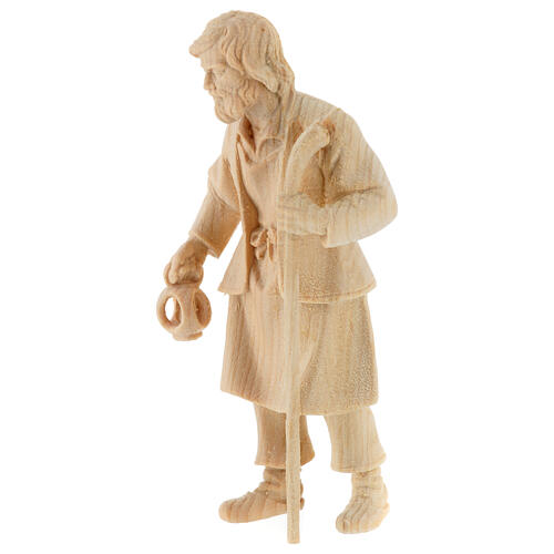 Statue 4 pz Sacra Famiglia culla legno presepe Montano Cirmolo 12 cm 7