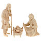 Statue 4 pz Sacra Famiglia culla legno presepe Montano Cirmolo 12 cm s1