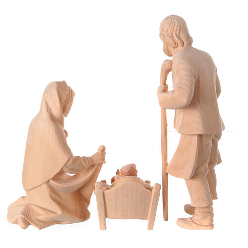 Holy Family with rocking cradle, set of 4, Mountain Nativity Scene with 12 cm characters, natural wood 6