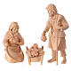 Holy Family with rocking cradle, set of 4, Mountain Nativity Scene with 12 cm characters, natural wood s1