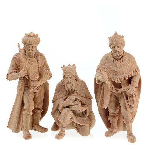 Reyes Magos estatuas belén 3 piezas Montano Cembro madera natural 12 cm 1