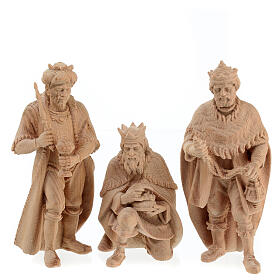 Three Kings nativity set 3pcs natural stone pine wood 12 cm