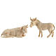 Ochs und Esel, für 10 cm Grödner Krippe, Linie Montano Cirmolo, aus Naturholz s1