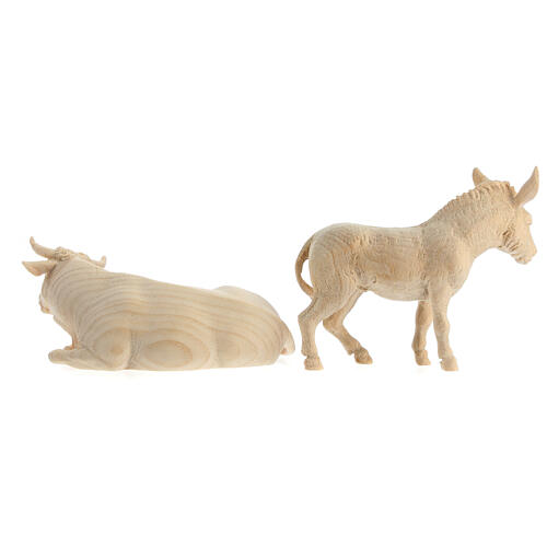 Boi e burro conjunto presépio de montanha em pinheiro cembro natural 10 cm 6