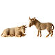 Ochs und Esel, für 12 cm Grödner Krippe, Linie Montano Cirmolo, aus Naturholz s1