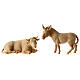 Boeuf et âne set statues 12 cm pour crèche de montagne pin cembro bois naturel s1