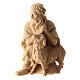 Nativity shepherd kneeling with sheep in Mountain Pine wood 10 cm s1