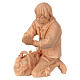 Shepherd on his knees with bread, statue of Swiss pinewood for 12 cm Mountain Nativity Scene s2