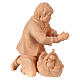 Shepherd on his knees with bread, statue of Swiss pinewood for 12 cm Mountain Nativity Scene s3