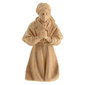 Bergère à genoux en prière statue crèche de montagne pin cembro bois naturel 10 cm