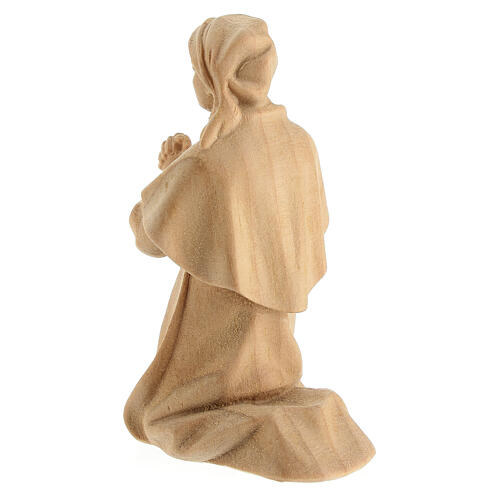 Camponesa ajoelhada estátua presépio de montanha em pinheiro cembro natural 10 cm 4