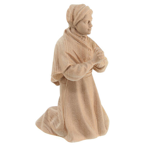 Praying shepherdess on her knees, statue of Swiss pinewood for 12 cm Mountain Nativity Scene 3