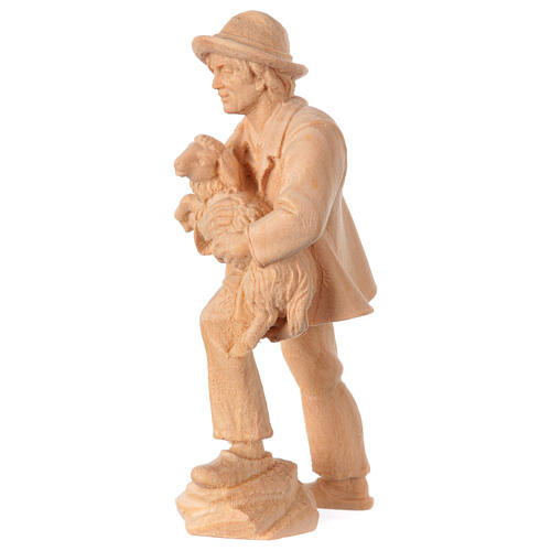 Pastore con agnello presepe Montano Cirmolo legno 12 cm 2