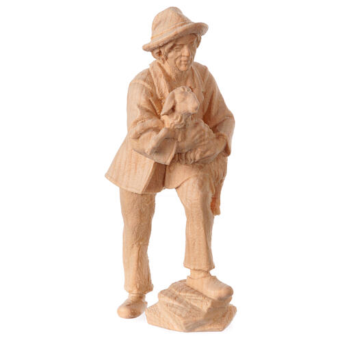 Pastore con agnello presepe Montano Cirmolo legno 12 cm 3