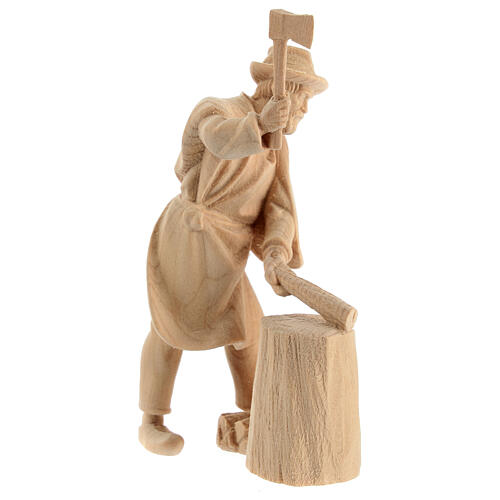 Lumberjack with chopping block, wooden statue for 10 cm Mountain Nativity Scene 4
