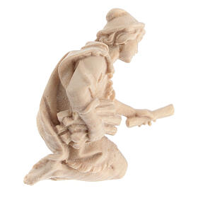 Shepherd on his knees with firewood, wooden statue for 10 cm Mountain Nativity Scene