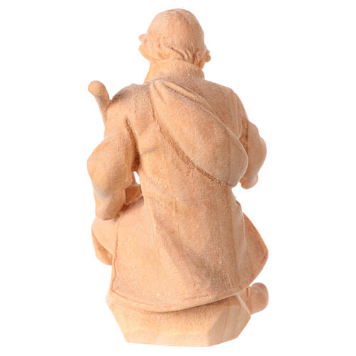 Sitting shepherd with staff, wooden statue for 10 cm Mountain Nativity Scene 4