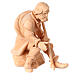 Sitting shepherd with staff, wooden statue for 10 cm Mountain Nativity Scene s2