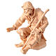 Sitting shepherd with staff, wooden statue for 10 cm Mountain Nativity Scene s3