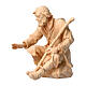 Nativity shepherd sitting with stick in Mountain Pine wood 12 cm s1