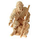 Nativity shepherd sitting with stick in Mountain Pine wood 12 cm s1
