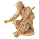 Nativity shepherd sitting with stick in Mountain Pine wood 12 cm s2