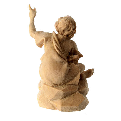 Bambino seduto al falò presepe Montano Cirmolo legno 10 cm 4