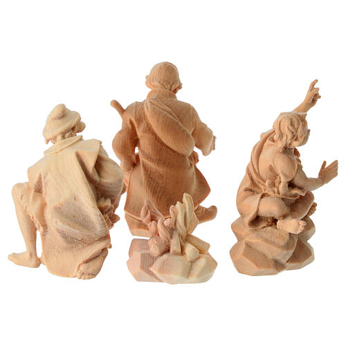 Shepherds around the fire, set of 4, for Mountain Nativity Scene of 10 cm, Swiss pinewood 6