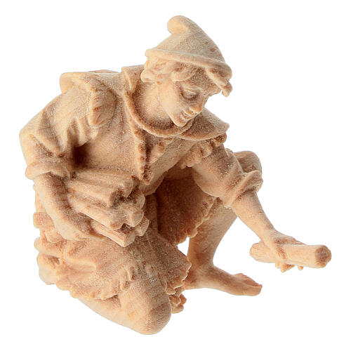 Pastori al falò gruppo 4 pz presepe Montano Cirmolo legno 10 cm 3