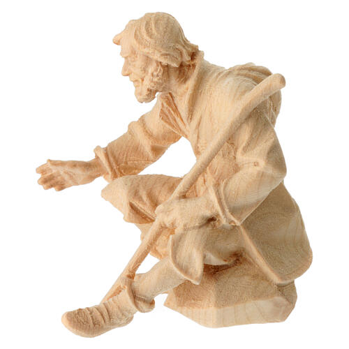 Shepherds by the fire, set of 4, Swiss pinewood statue of 12 cm for Mountain Nativity Scene 5