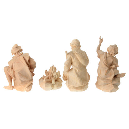 Shepherds by the fire, set of 4, Swiss pinewood statue of 12 cm for Mountain Nativity Scene 9