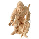 Shepherds by the fire, set of 4, Swiss pinewood statue of 12 cm for Mountain Nativity Scene s4