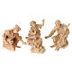 Bergers avec feu de camp 4 pcs crèche de montagne 12 cm bois pin des Alpes s1