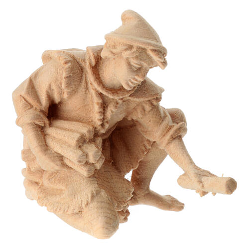 Pastori al falò gruppo 4 pz presepe Montano Cirmolo legno 12 cm 2