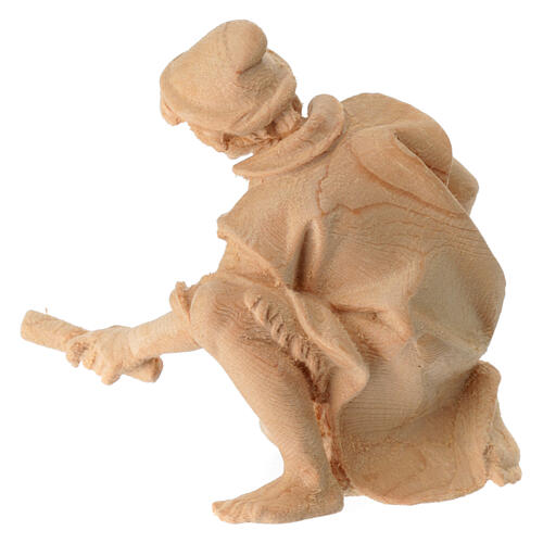 Pastori al falò gruppo 4 pz presepe Montano Cirmolo legno 12 cm 3