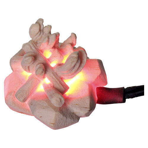 Fuego hoguera con luz belén Montano Cembro madera 10 cm 3