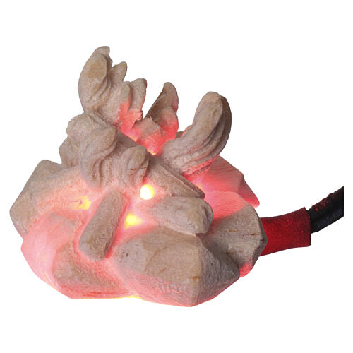 Feu de camp avec lumière crèche de montagne bois naturel pin des Alpes 10 cm 1