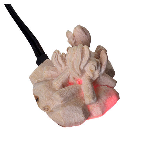 Fuoco falò con luce presepe Montano Cirmolo legno 10 cm 4