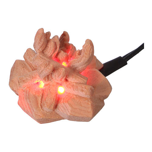 Fuego hoguera con luz y transformador belén Montano Cembro madera 10 cm 1
