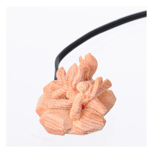 Feu de camp avec lumière et transformateur crèche de montagne bois naturel pin des Alpes 10 cm 3