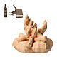 Bonfire with light and transformer, Swiss pinewood statue of 12 cm for Mountain Nativity Scene s1