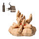 Fuoco falò con luce e trasformatore presepe Montano Cirmolo legno 12 cm s1