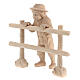 Child looking over fence 2 pcs natural Mountain Pine wood nativity 12 cm s2