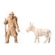 Shepherd carrying wood and pulling, natural Swiss pinewood, 10 cm Mountain Nativity Scene s1